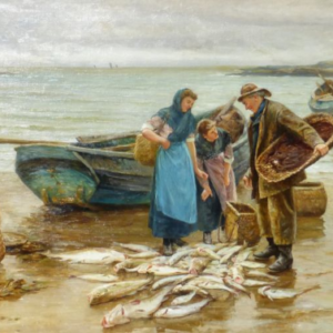 Fishing scene on Cullercoats Bay