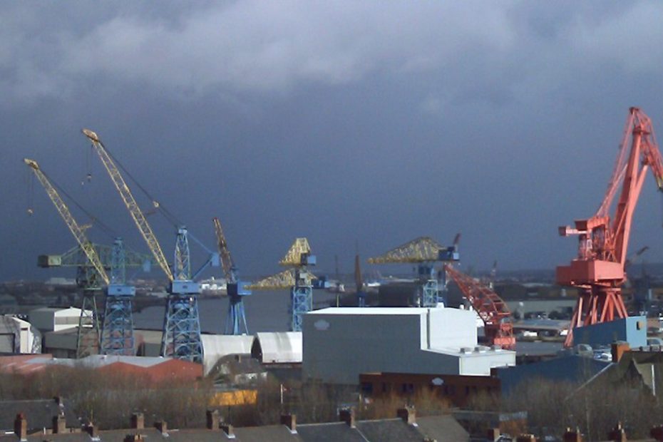Black clouds over Swan Hunter shipyard before its permanent closure in 2007