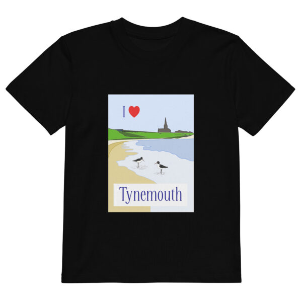 I Love Tynemouth Oystercatcher Organic Cotton T-Shirt – Kids 3-13 - Image 2